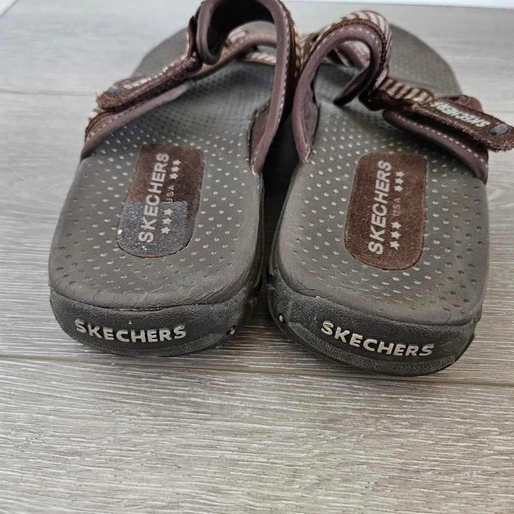 Skechers USA Womens Brown Strappy Sport Sandals Adjustable Walking Shoes